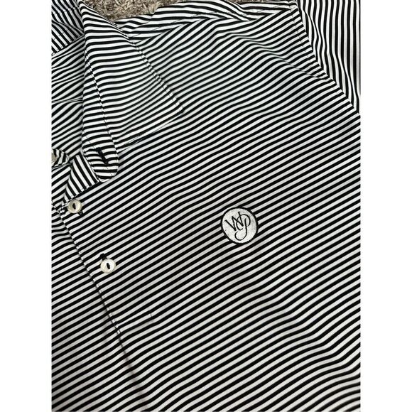 Peter Millar Summer Comfort Men’s XL Hemlock Performance Polo White/Black Stripe - Picture 9 of 10